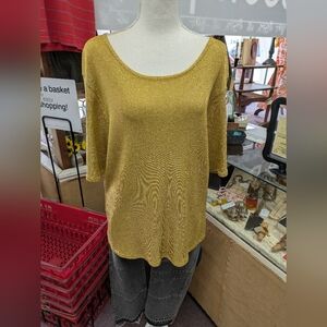 Third Generation 1990s Vintage Gold Women's Metallic Sweater Shirt